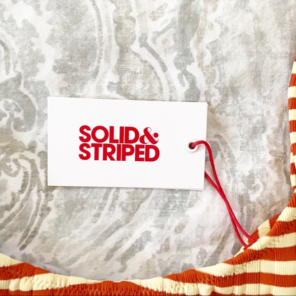 SOLID & STRIPED Bikini Top Orange Cream Stripes XS NEW NWT - Picture 3 of 8